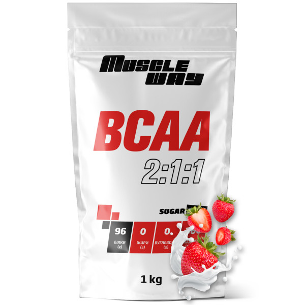 ВСАА 2:1:1 полуниця 1 кг MuscleWay