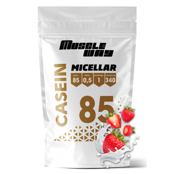 Мицеллярный Казеин 85 % 500 г клубника MuscleWay