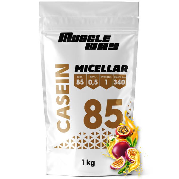 Міцелярний Казеїн 85 % 1 кг маракуя MuscleWay