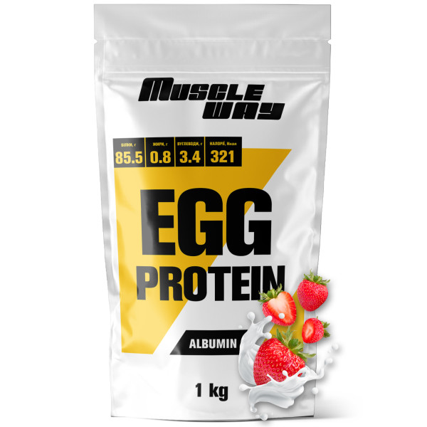 Протеїн яєчний (Альбумін) 1 кг полуниця MuscleWay
