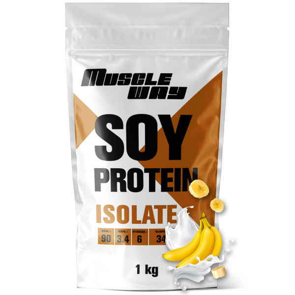 Соєвий ізолят 90% 1 кг банан MuscleWay 