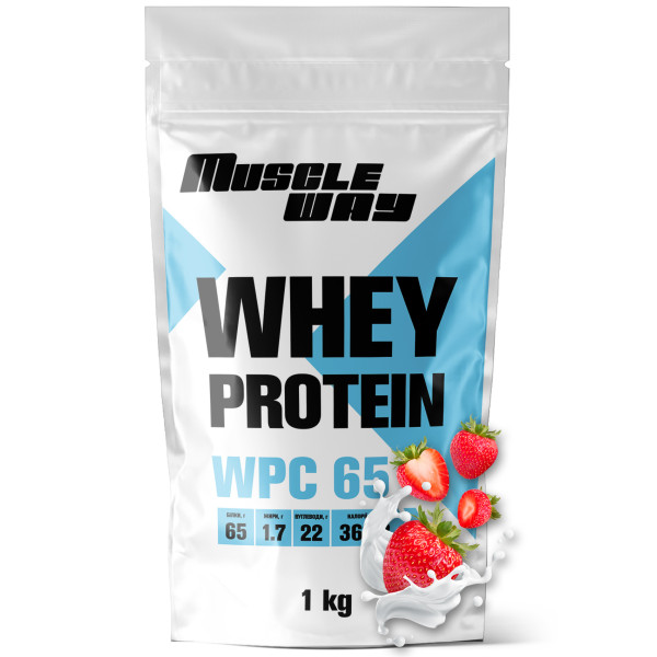 Протеїн сироватковий КСБ 65 1 кг полуниця MuscleWay