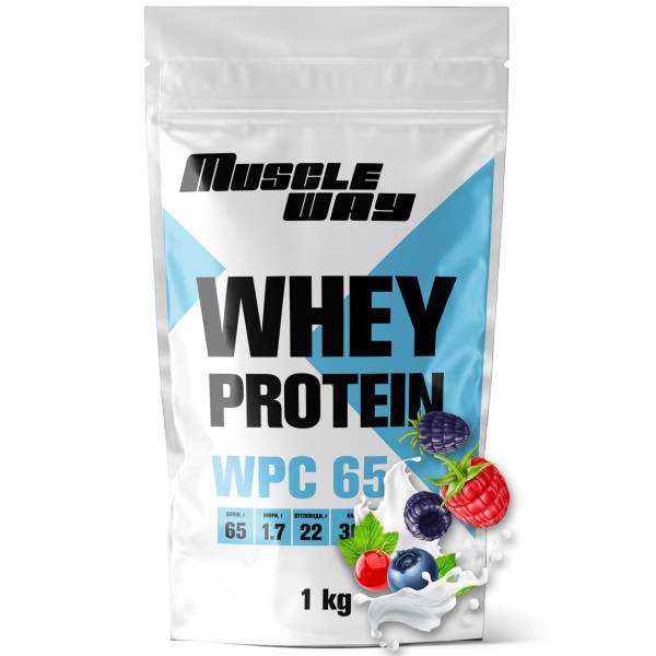 Протеїн сироватковий КСБ 65 1 кг лісова ягода MuscleWay